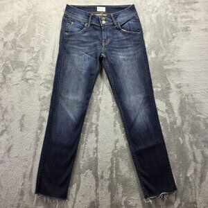 Hudson Jeans Womens 25 Blue Collin Skinny Distressed Frayed Hem Stretch Denim
